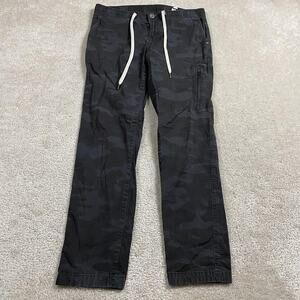 Vuori Pants Mens M Black Camo Ripstop Elastic Waist Athletic Stretch Athletic